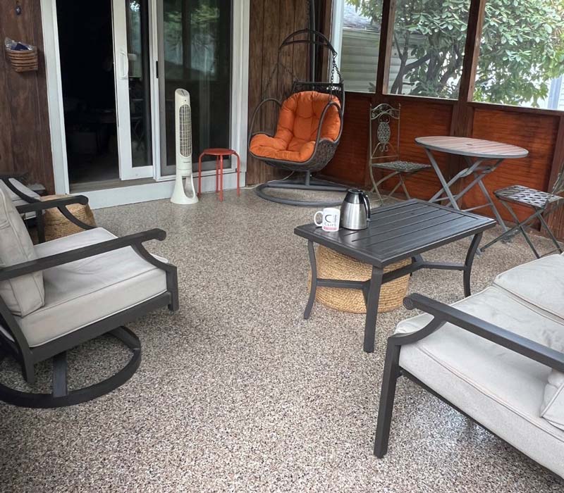 coated floor in enclosed patio